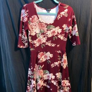 Burgundy Floral Dress